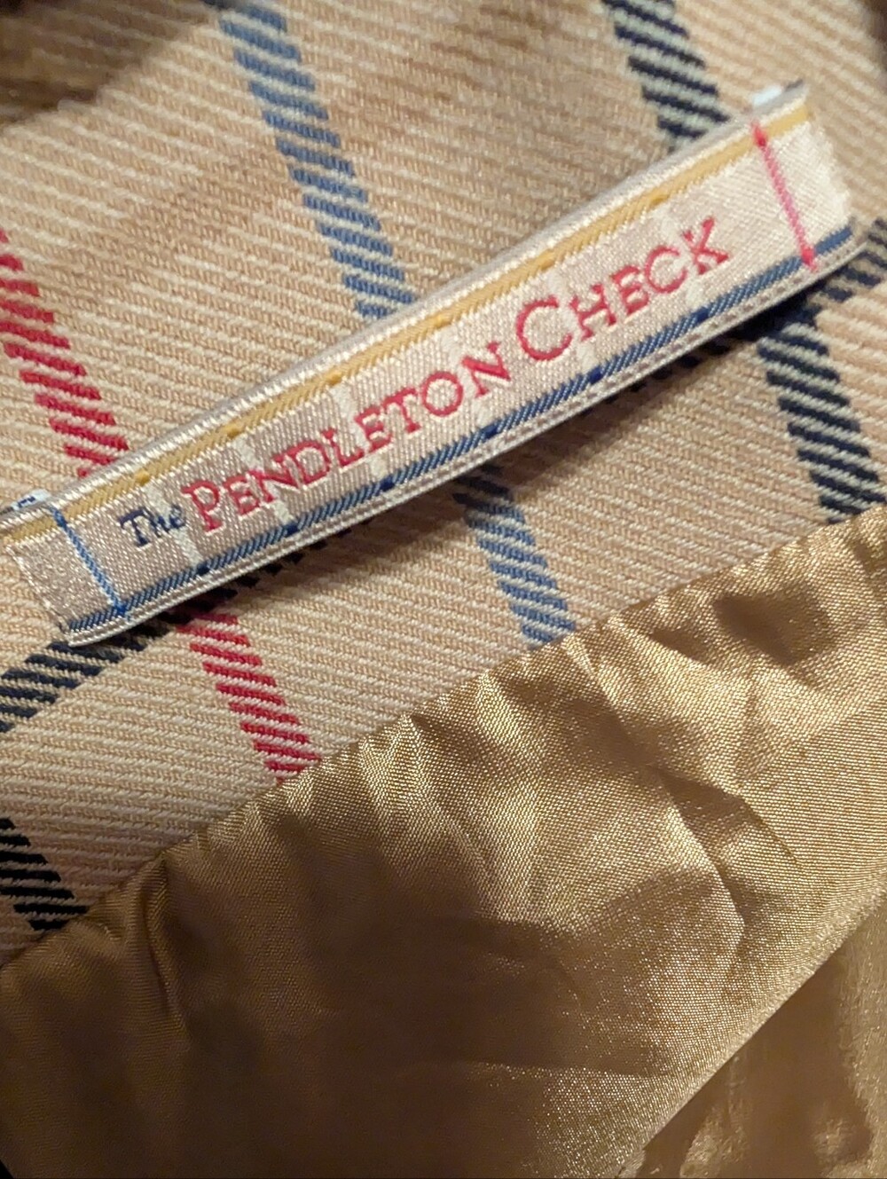 Vintage Pendleton Blazer Beige Plaid Wool Made In The USA Size 8 - Picture 7 of 8